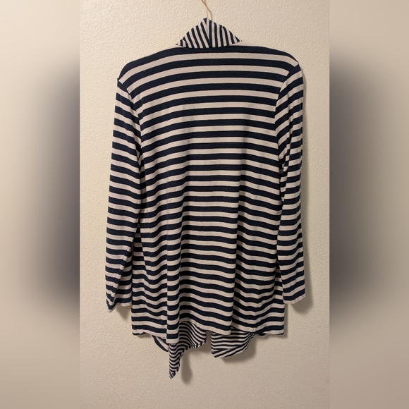 Chico's Weekends Striped Navy and White Women's Sweater - Picture 2 of 4